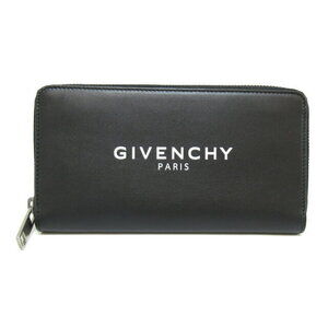 Givenchy Round Long Wallet L Zipper Calfskin Leather Black